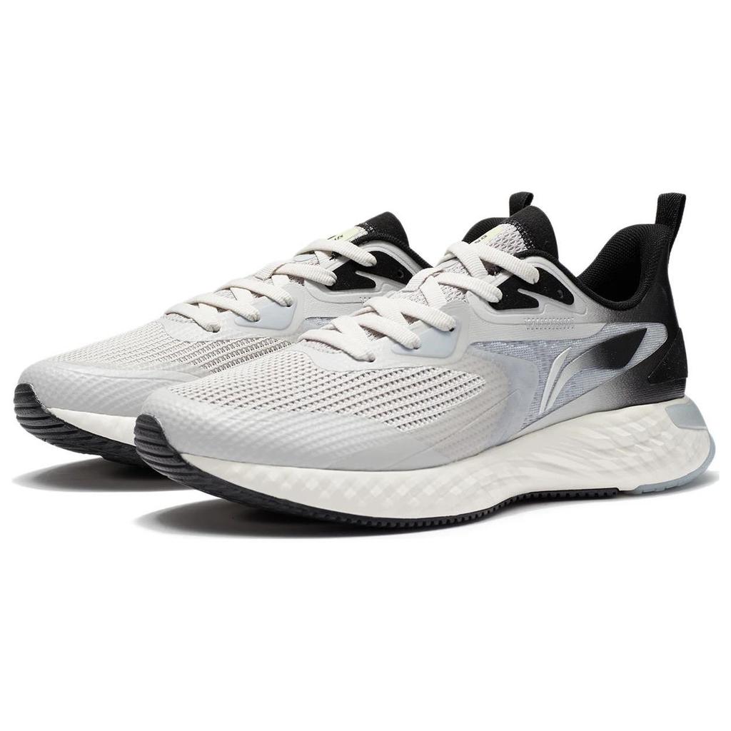 Li Ning Тканевые Нескользящие Низкие Повседневные Беговые Кроссовки Мужские Белый Черный ARSS017-6