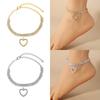 Rhinestone Foot Ornaments, Adjustable Anklet, Crystal Double Heart-shaped Anklet