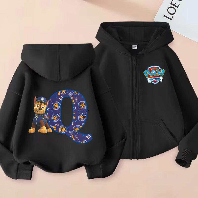 PAW Patrol Child Cardigan Hooded Jacket Cartoon Chase Letters A-Z Printed Polyester Outerwear Summer Casual Clothing Kids Gifts