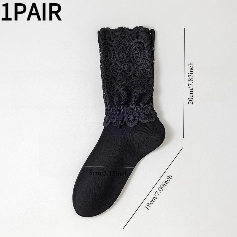 1PAIR autumn and winter Korean version socks women's trend Lolita medium long tube tide socks lace lace Japanese stacking socks
