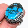 Натуральный тибетский бирюзовый драгоценный камень Ювелирное кольцо из стерлингового серебра 925 пробы Размер 9 AR-16536