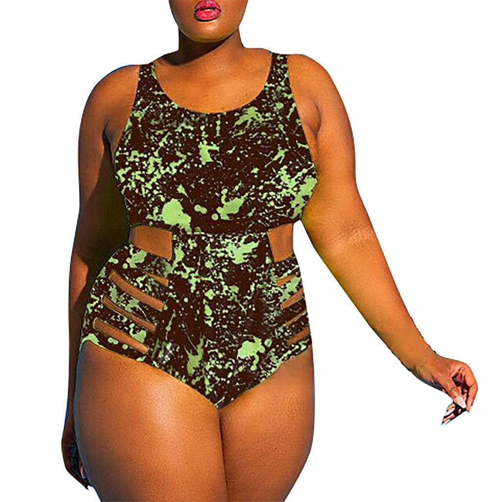 (Qunide) Ladies One- Piece Swimsuit Plus Size Hollow Women's Slim Fit One- Piece Swimsuit