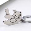 Милый брелок для ключей с кошкой из нержавеющей стали, пара, влюбленные животные, парный брелок для ключей, студенческий рюкзак, подвески, подарок на День святого Валентина