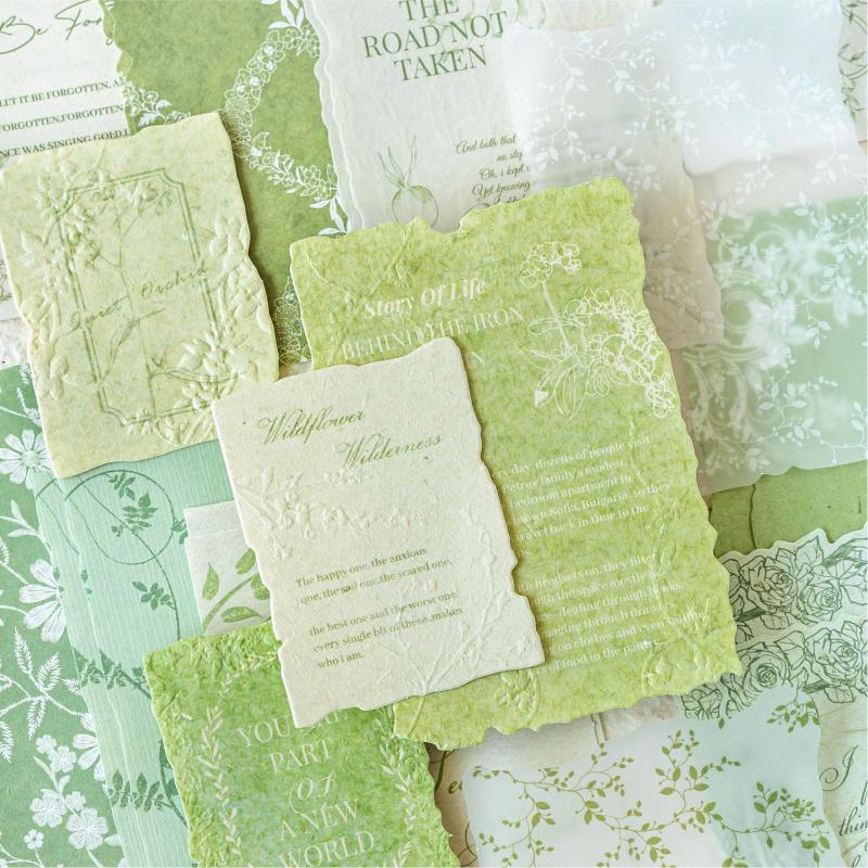 30-Sheet Vintage Embossed Material Paper, Retro Decor for Hand Account & Scrapbook