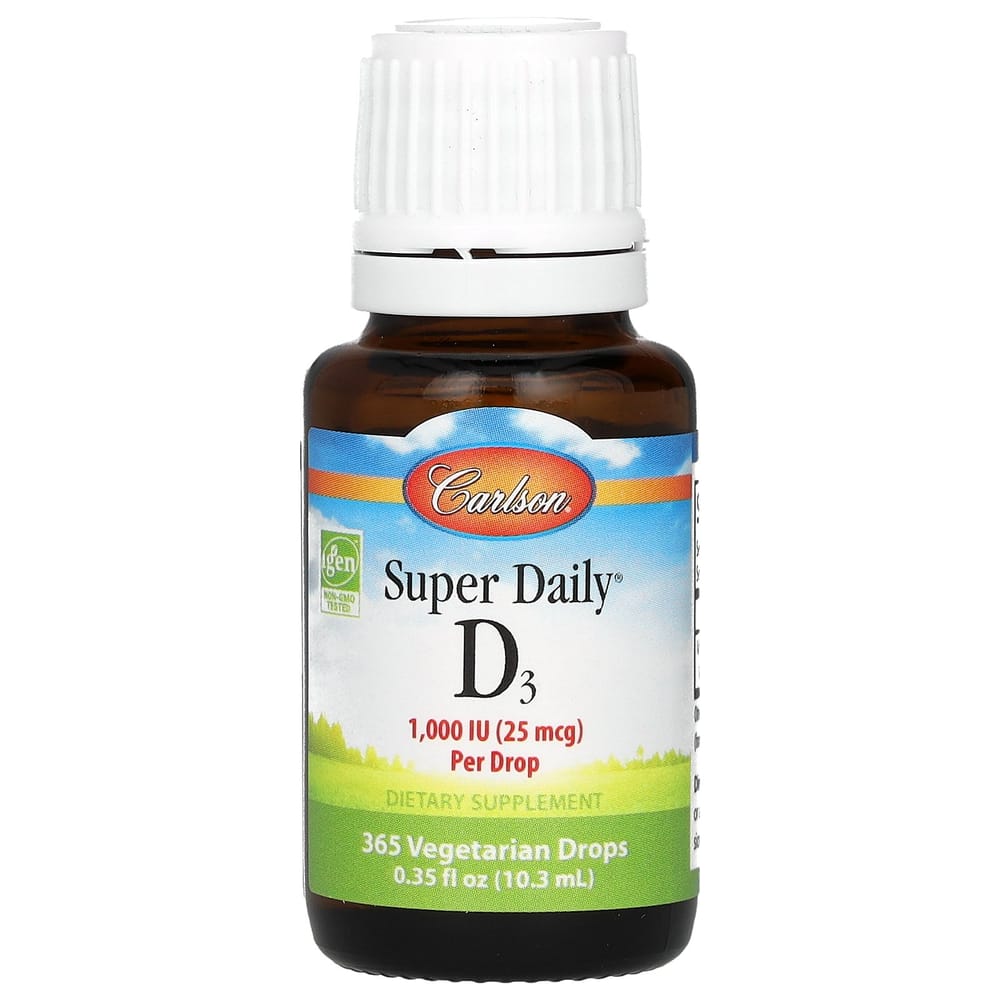 Carlson Labs Super Daily D3 25 мкг (1000 МЕ) Жидкие капли 10,3 мл (0,35 жидких унций)