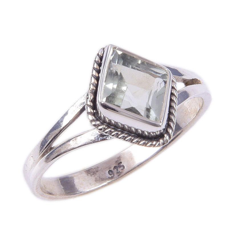 Кольцо ручной работы из чистого серебра 925 пробы с натуральным зеленым аметистом S.9 I4Z71