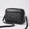 Women PU Leather Wave Embroidered Small Shoulder Bag Simple Solid Color Multi-layer Heart Decor Phone Crossbody Bag