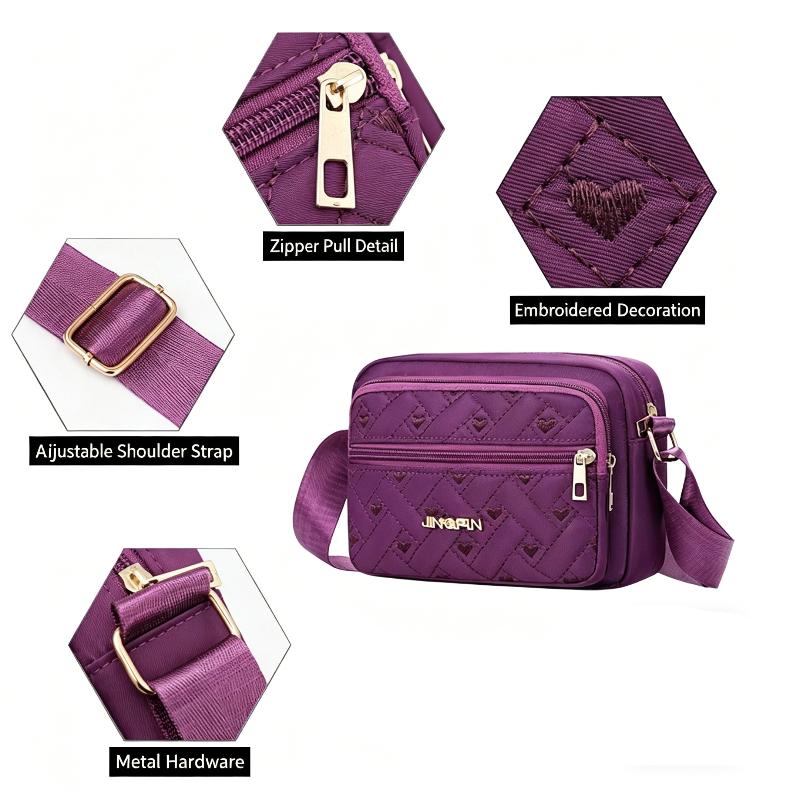Women Oxford Crossbody Bag with Multiple Pockets Square Shoulder Bag for Shopping and School