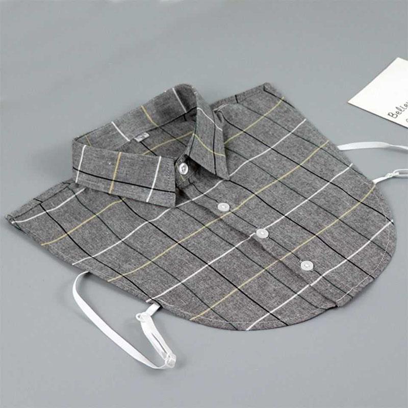 Plaid Fake Collar Shirt Women And Men Size 38 To 44 Dachable Collar Half Shirt Women Men False Collar Tie White Lapel Faux Col