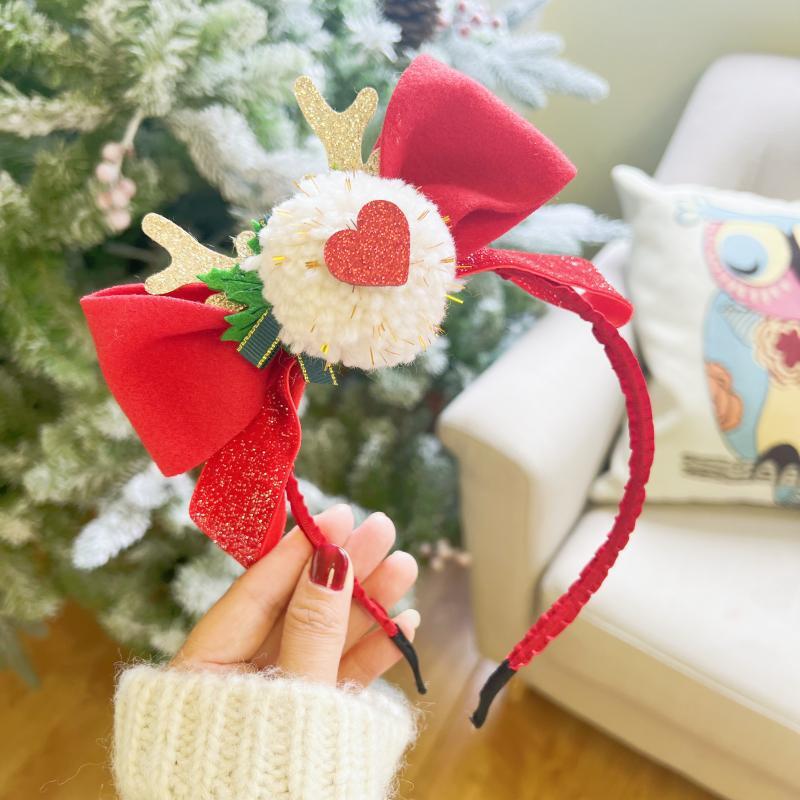 Милый Рождественский Ободок с Рогами и Бантом - Праздничный Сказочный Аксессуар для Волос