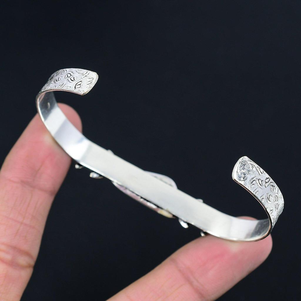 Триллион Синий Азурит Драгоценный камень Этнический Цветок Жена Бохо Браслет Ювелирные изделия 925 Серебро