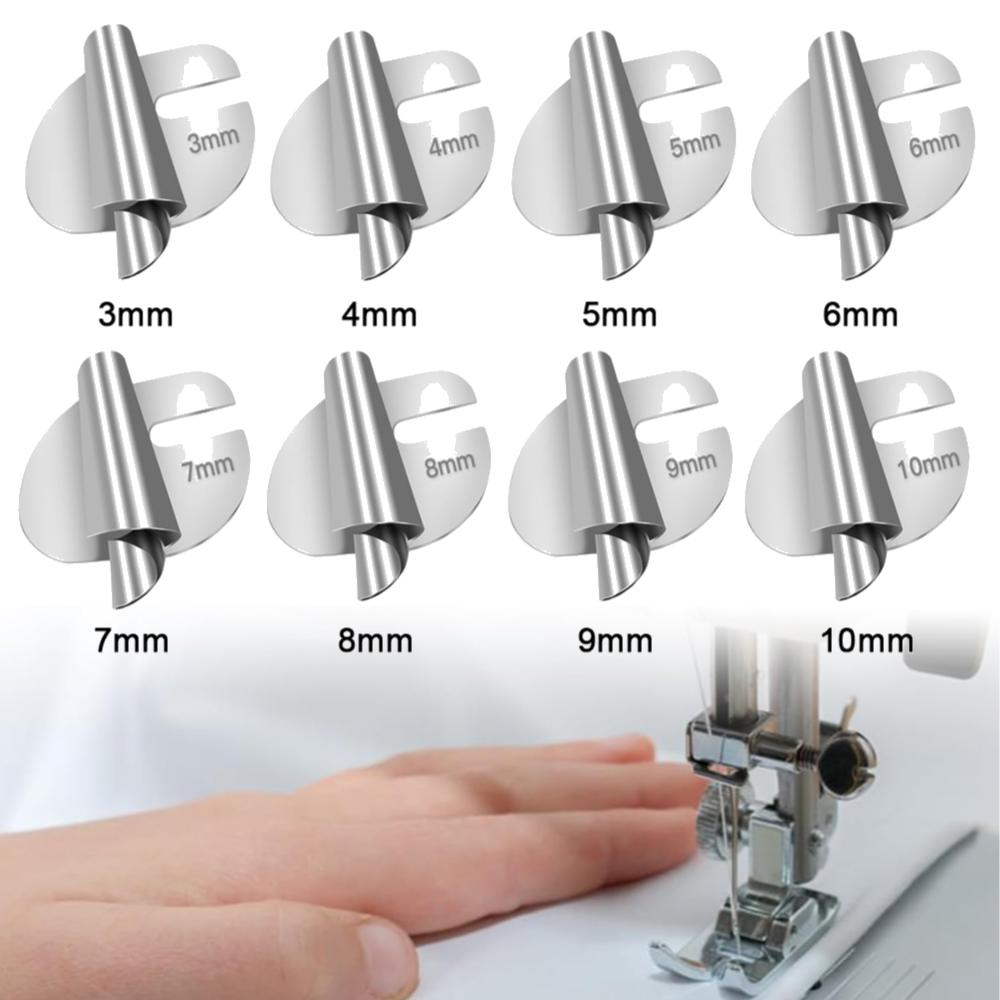 1/8pcs Stainless Steel Sewing Rolled Hemmer Foot 3mm-10mm Universal Sewing Hemming Puller Machine Presser Foot DIY Crafts Tool