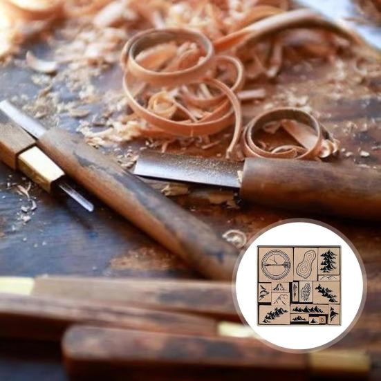 16 шт. винтажных деревянных штампов с изображением гор, лесов и вулканов, набор топографических штампов для самодельных карт, скрапбукинга