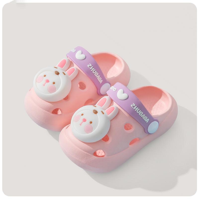 Обувь с рисунком аниме, кавайные сандалии и тапочки с розовым кроликом и уткой, милые домашние тапочки с мягкой подошвой, детская обувь с открытыми отверстиями, игрушка в подарок