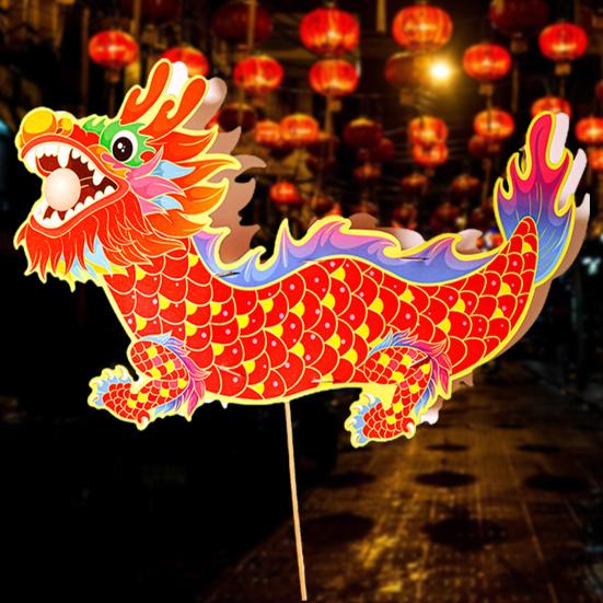 2024 Весенний фестиваль Фонарь Дракона Яркий цвет Традиционный ручной работы DIY Craft Lucky Lantern для празднования Нового года