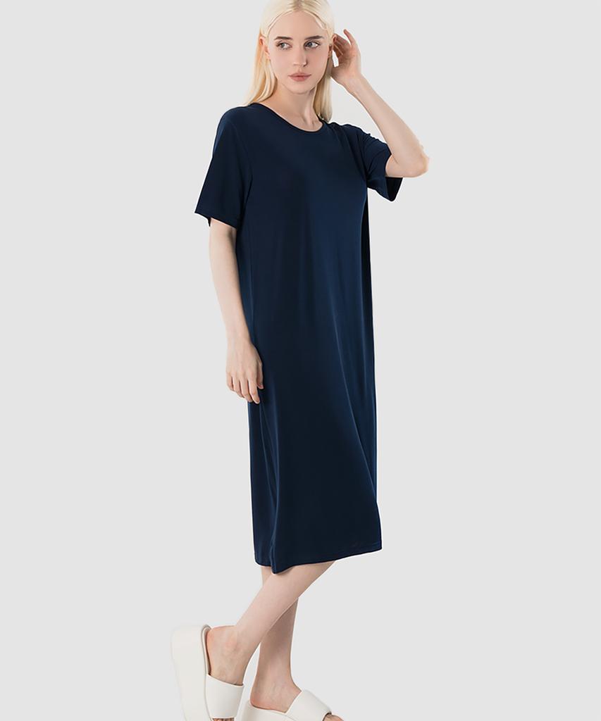 Armedes Women'S Loose Fit Short Sleeve Long Dress Ar-314