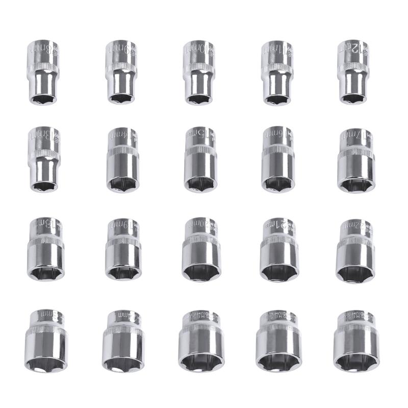 Hex Short Socket Head 1/2 Inch Drive Anti-rust Ratchet Wrench Sockets 8-36mm Hexagonal Socket for Car Repair Hand Tools