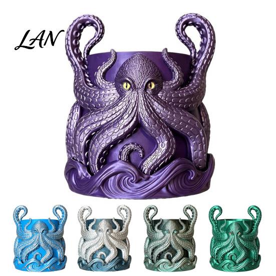 Cthulhu Style Plant Pot 3D Printed Octopus Planter, Artistic Coastal Pot, Decorative Environmentally Friendly Holder Container for Cactus, Succulents,