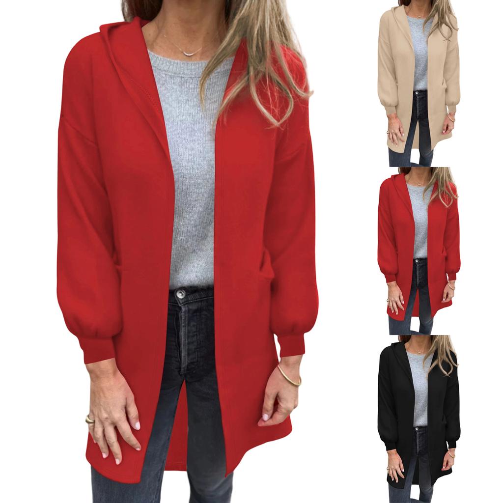 Long Sleeve Women Solid Color Hooded Top Lightweight  Jacket Coat Winter And Fall