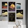 Gold Landscape and Moon Mystical Tarot Poster Wall Art Canvas Prints Nordic Simple Painting for Living Room Home Decor Picture