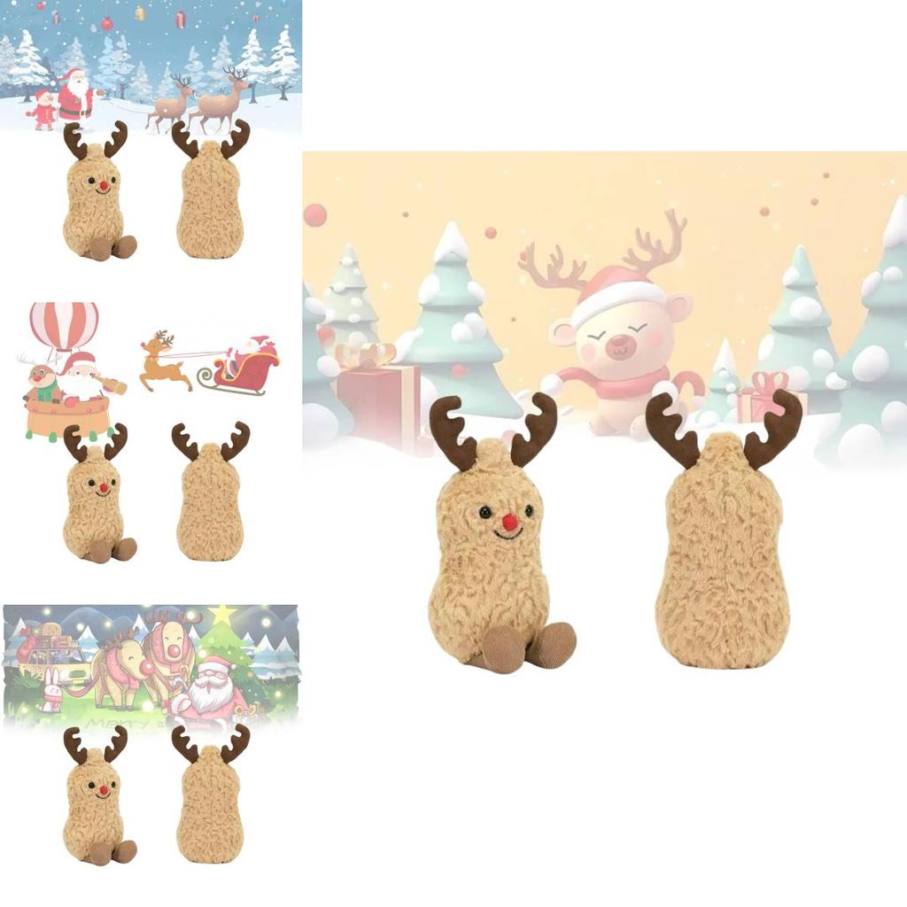 Adorable Christmas Reindeer Peanut Plush Toy Soft Comforting Cuddle Gift