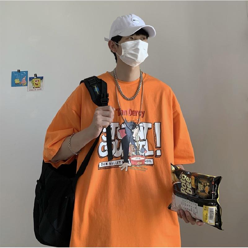 Мужские футболки с коротким рукавом с буквенным графическим принтом и половиной рукава Футболка-пуловер Повседневная футболка Мужская корейская повседневная футболка с круглым вырезом в стиле ретро