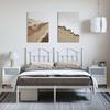 Metal Bed Frame with Headboard White 150x200 cm