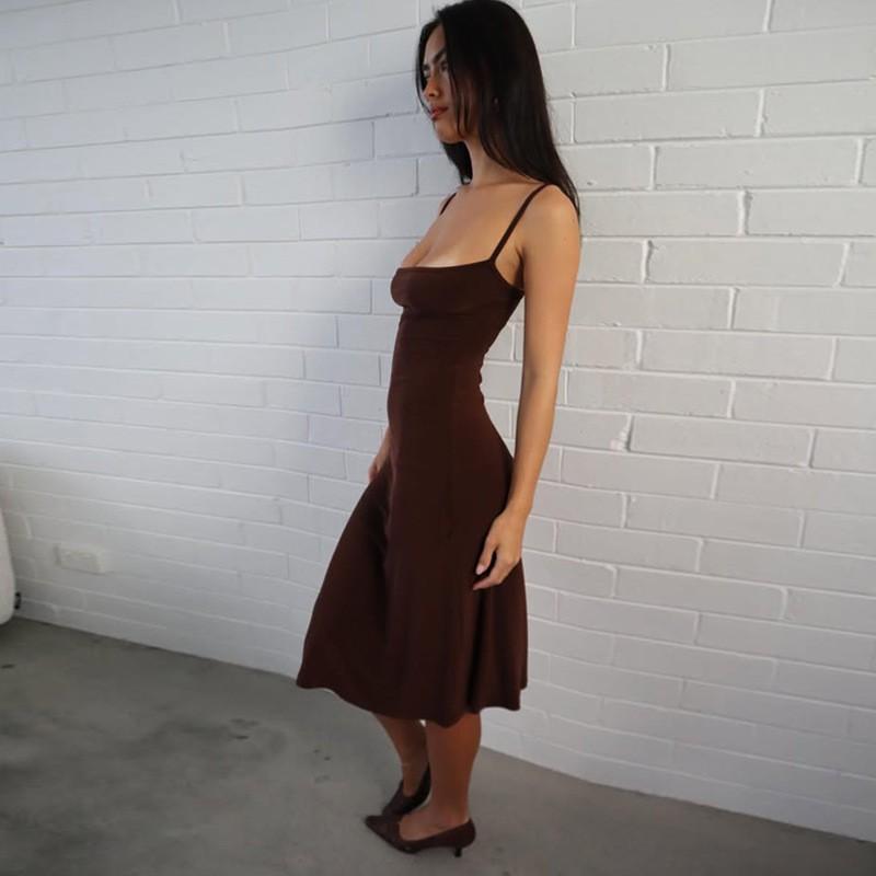 Womens Solid Color Sleeveless Slim Fit Bodycon Slip Dress Pure Desire Style