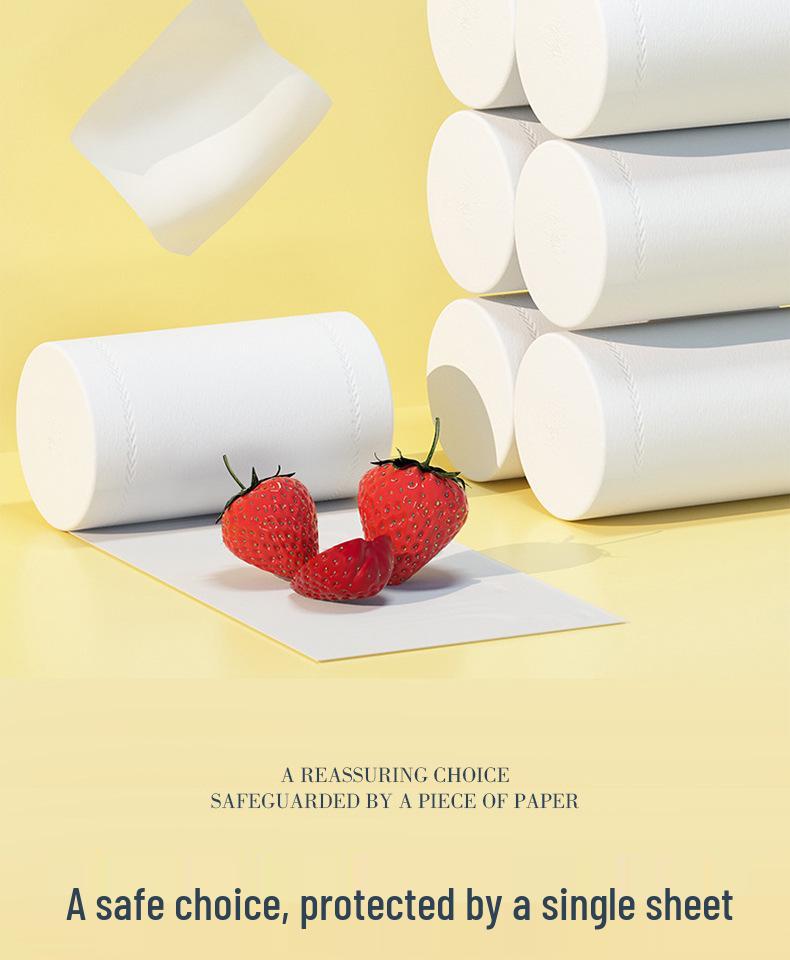 JieXu Утолщенный 5-слойный рулон туалетной бумаги без втулки - Упаковка 12 шт., Впитывающий и бытового размера