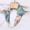 Women Chiffon Scarf Magnetic Buckle Bright Color Printing Necklace Style Decorative Thin Scarf Garment Accessories