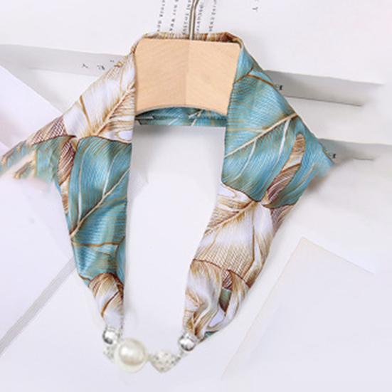 Women Chiffon Scarf Magnetic Buckle Bright Color Printing Necklace Style Decorative Thin Scarf Garment Accessories