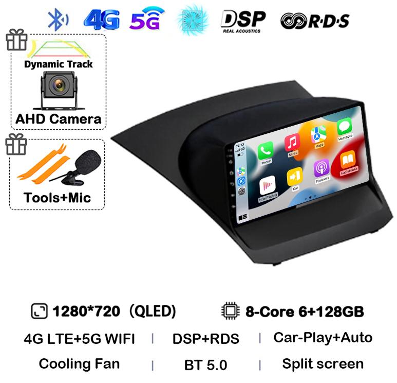 Android 14 Carplay Auto 4G+WIFI для Ford Fiesta 2009-2017 Автомобильное радио Мультимедиа Стерео Видеоплеер Навигация GPS 360 Caemra DSP