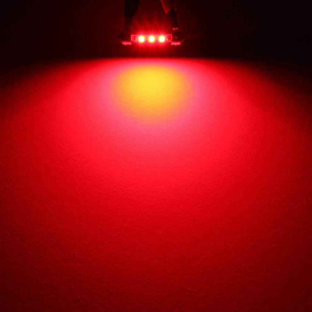 PHINLION 578 LED Light Bulbs, Super Bright 3030 6-SMD Festoon 41mm 42mm 211-2 212-2 LED Bulbs for Car Interior Map Dome Trunk Courtesy Lights, Red (4