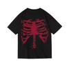 25 Летняя Улица Принт Черный Красный Череп Темный Принт Y2K 100% Чистый Хлопок Хлопковая Футболка с Коротким Рукавом Мужская и Женская Майка