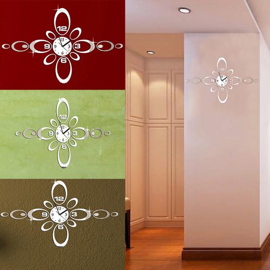 Tenfyer современные большие DIY овальные зеркальные поверхности настенные художественные часы наклейка домашний декор подарок