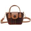 Stylish Retro Mini Tote Bag For Girls Trendy Plaid Crossbody Purse In Khaki Brown