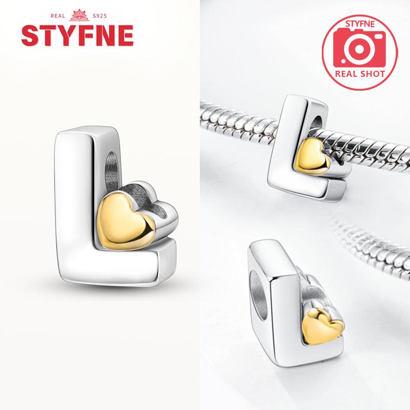 Silver 925 26 Alphabet Letters Charm Heart Love Bead for Charms Bracelets for Women DIY Fine Jewelry Gifts