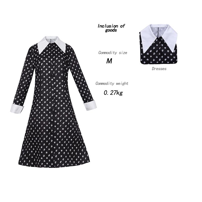 Anime Wednesday Addams Family Cosplay Costume Dress Kids Girl Wednesday Cosplay Costume Black Gothic Family Cotume