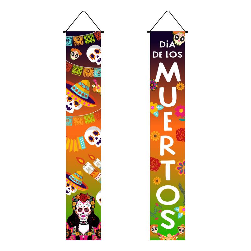 Мексиканский День мертвых Украшения для вечеринки Куплет Страшный День черепа Подвешивание флага Куплет Хэллоуин Куплет Украшения на Хэллоуин
