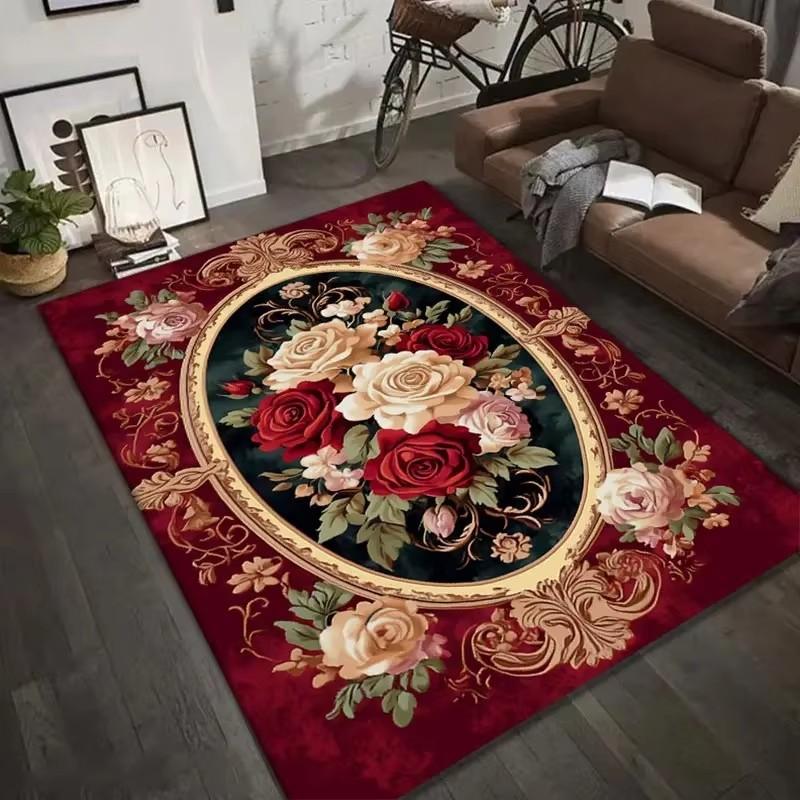 Винтажный цветочный ковер, коврик для прихожей, для гостиной, спальни, ковер, коврик для стирки, машинная стирка, для внутреннего и наружного использования, придверный коврик