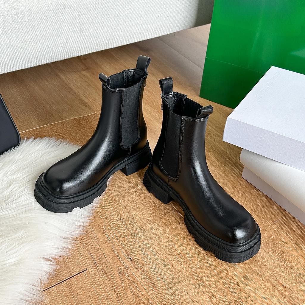 Весенние и осенние ботинки Smoke Pipe, новые ботинки с большой платформой и средней высотой, женские ботинки-трубы в стиле ретро