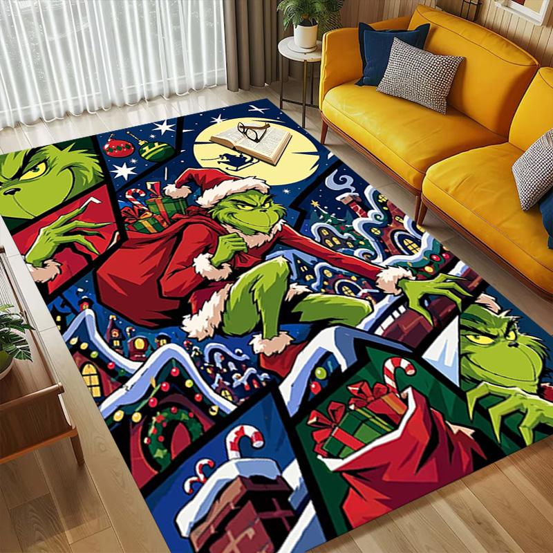 Grinch Christmas Living Room Non-Slip Area Rug Soft Carpet for Bedroom Game Playroom Sofa Office Home Decor Doormat Christmas Gift C9211485