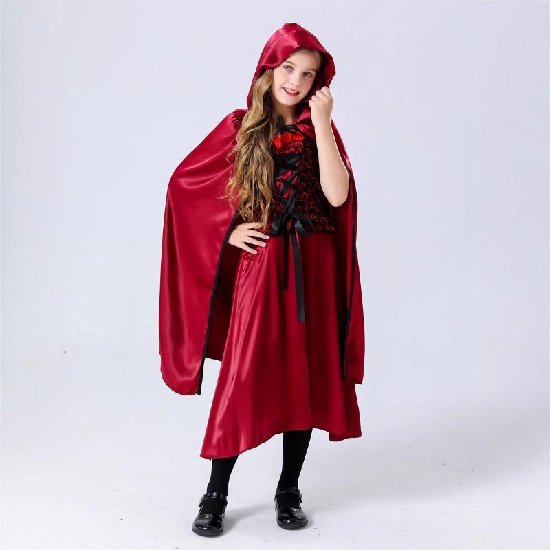 Halloween Little Red Riding Hood Princess Dress 61 Children's Cosplay Masquerade Show Out Costume Girl