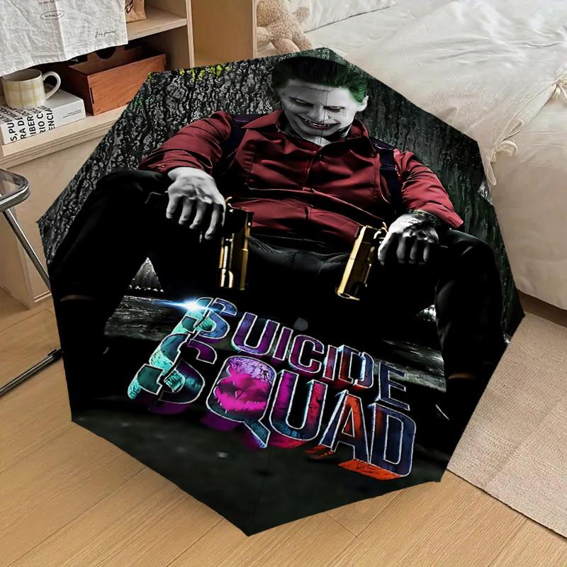 1PC Joker Suicide Squad Umbrella-8-Rib Reinforced, Automatic Open, Lightweight & Durable, Cute Fashion Accessory for Outdoor, D2636
