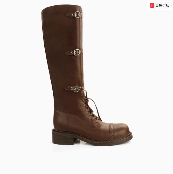 Cowhide Leather Martin Boots Women's Autumn and Winter Maillard Western Boots Coarse Heel Medium Tube Retro Short Boots