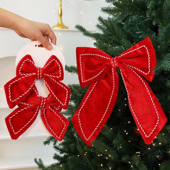 Yousheng 1/2 шт. Рождественский бант бархатный мягкий подвесной декор с колокольчиками банты рождественская тематика узор домашний декор для вечеринки