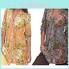 Women Shirt Tops Vintage Floral Print V Neck Tunic Tops Blouse Clothing Gift