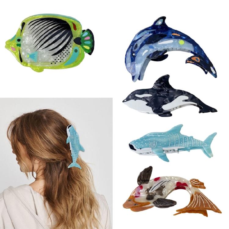 Пляжная заколка-коготь для волос в виде кита, зажим для хвоста, заколки-принцессы, украшение для волос