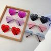 Rimless Heart Shaped Sunglasses Fashion Cute Hollowed Decor Rave Shades Women Trendy Brand Design Vacation Sun Glasses