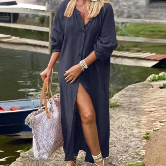 Женская длинная рубашка с круглым вырезом и длинным рукавом, однобортная рубашка, однотонная, свободная, повседневная, универсальная рубашка